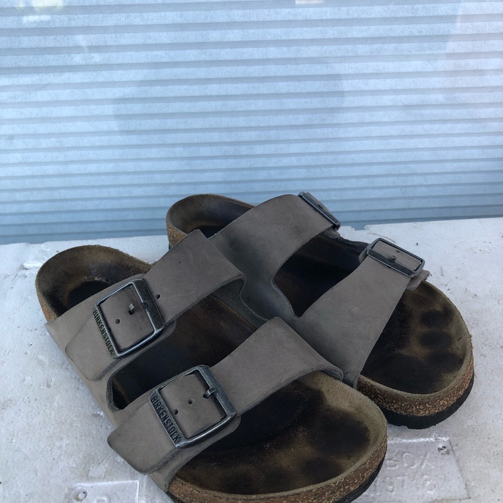Birkenstock Arizona Two Strap Vegan Sandals Dust Grey Taupe Mens 6Womens 8 - Picture 5 of 15